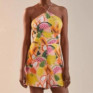 NWT Hutch by ANTHROPOLOGIE Mixed Fruit Halter Romper with side cutouts